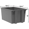 Akro-Mils 35300 Nest and Stack Plastic Storage Container and Distribution Tote, (29-1/2-Inch L x 19-1/2-Inch W x 15-Inch H), Gray, (3-Pack)