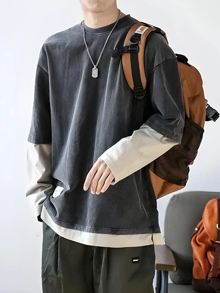 Brownm Boy Layered Sleeve Sweatshirt