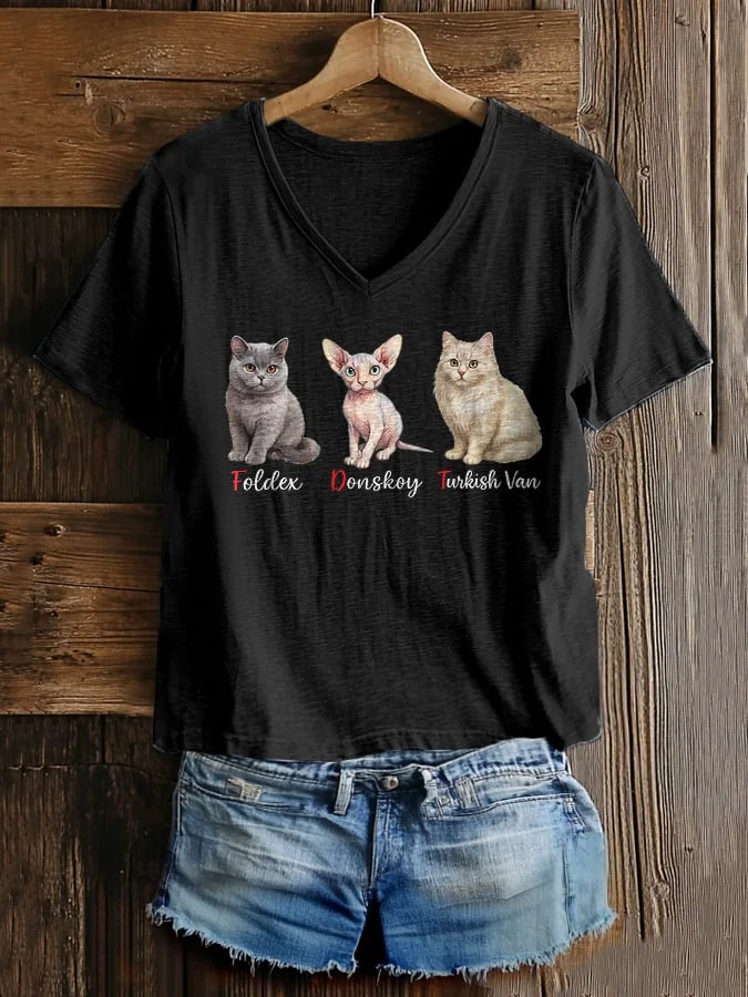 Women's FDT Print V-Neck T-Shirt  socialshop