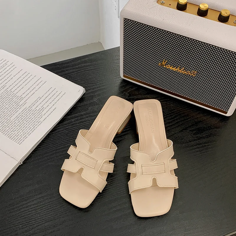 Yyvonne Gentle Wind Woven Slippers Women Wear 2025 Summer New Hollow Square Word High-Slip Slippers