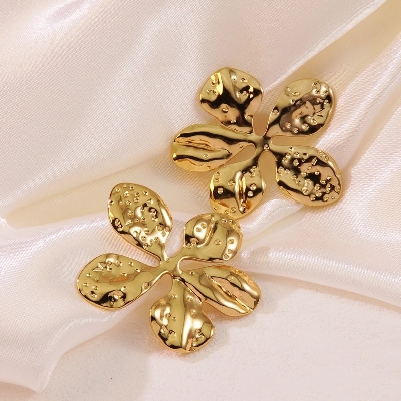 1 Pair Exaggerated Sweet Cool Style Flower Plating 304 Stainless Steel Imitation Gold  Ear Studs