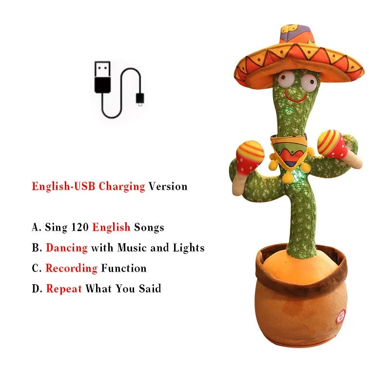 Dancer Cactus For Kids And Talking Captus Dancer Toy Smart Dancing Cactus Plush Toy Singing Dancing Cactus Russian Repeat