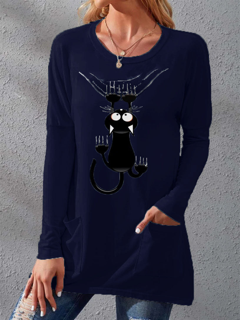 Women Long Sleeve V-neck Graphic Floral Printed Top