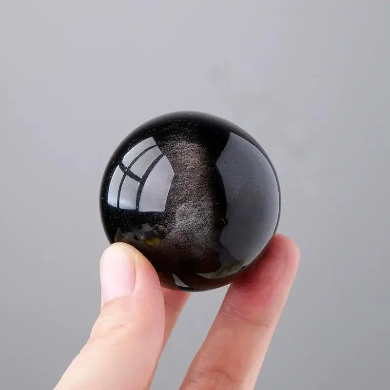 Natural Silver Sheen Obsidian sphere decor