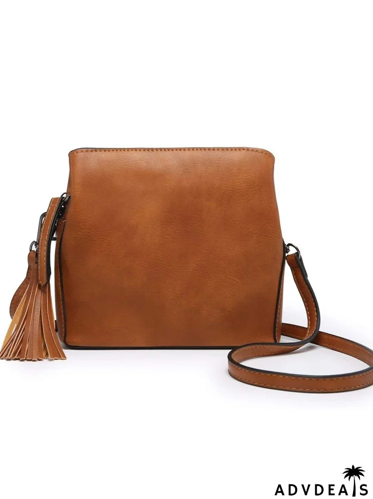 Multi-Compartment Tassel Detail Square Bag