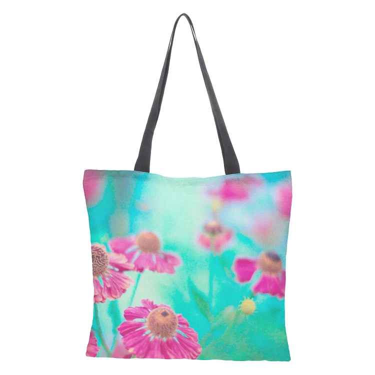 Linen Eco-friendly Tote Bag - Flower
