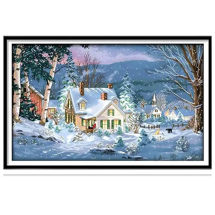 【Mona Lisa Brand】Christmas Snow Landscape 11CT Stamped Silk Cross Stitch 70*50CM