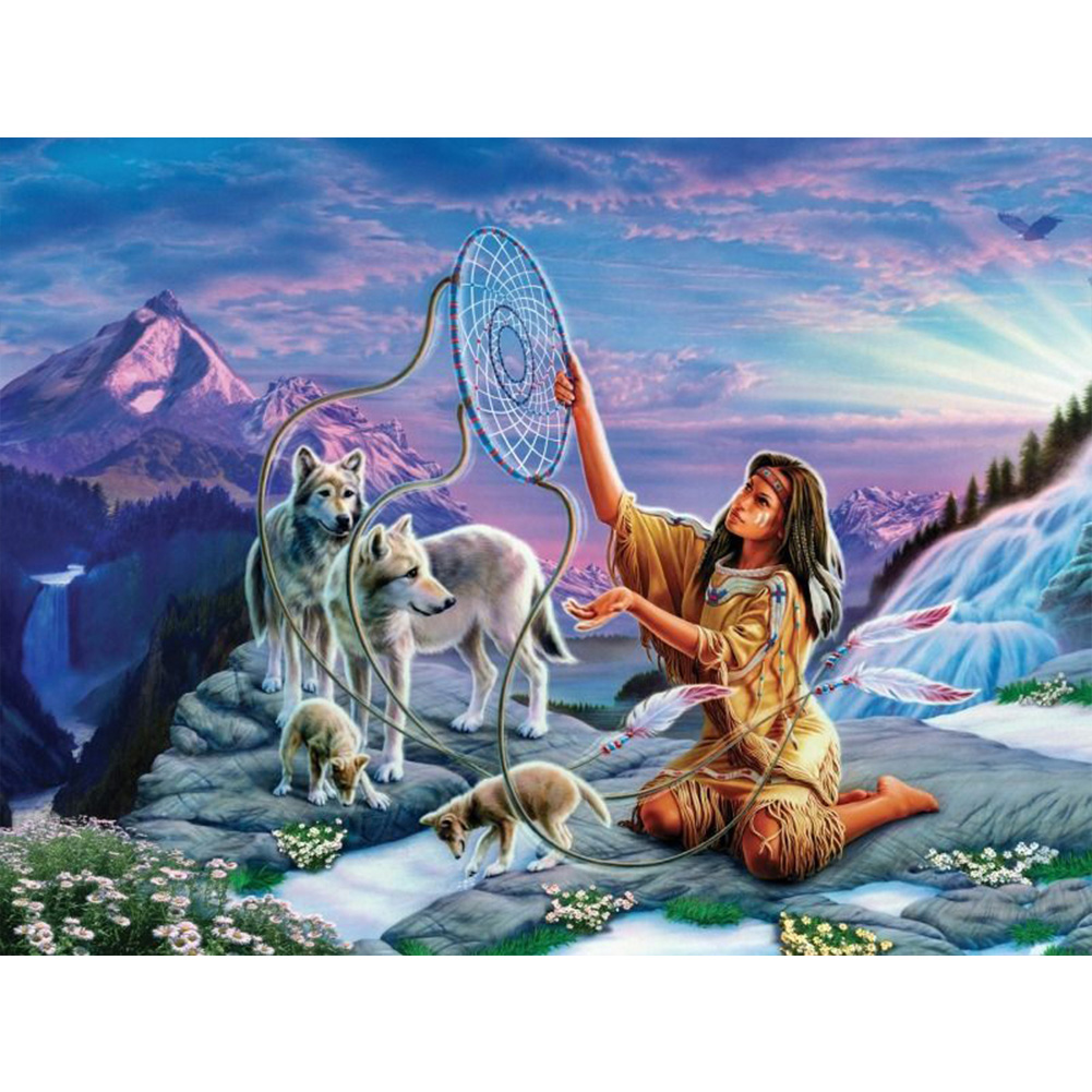 

Wolf Dreamcatcher - Round Drill Diamond Painting - 40*30CM, 501 Original