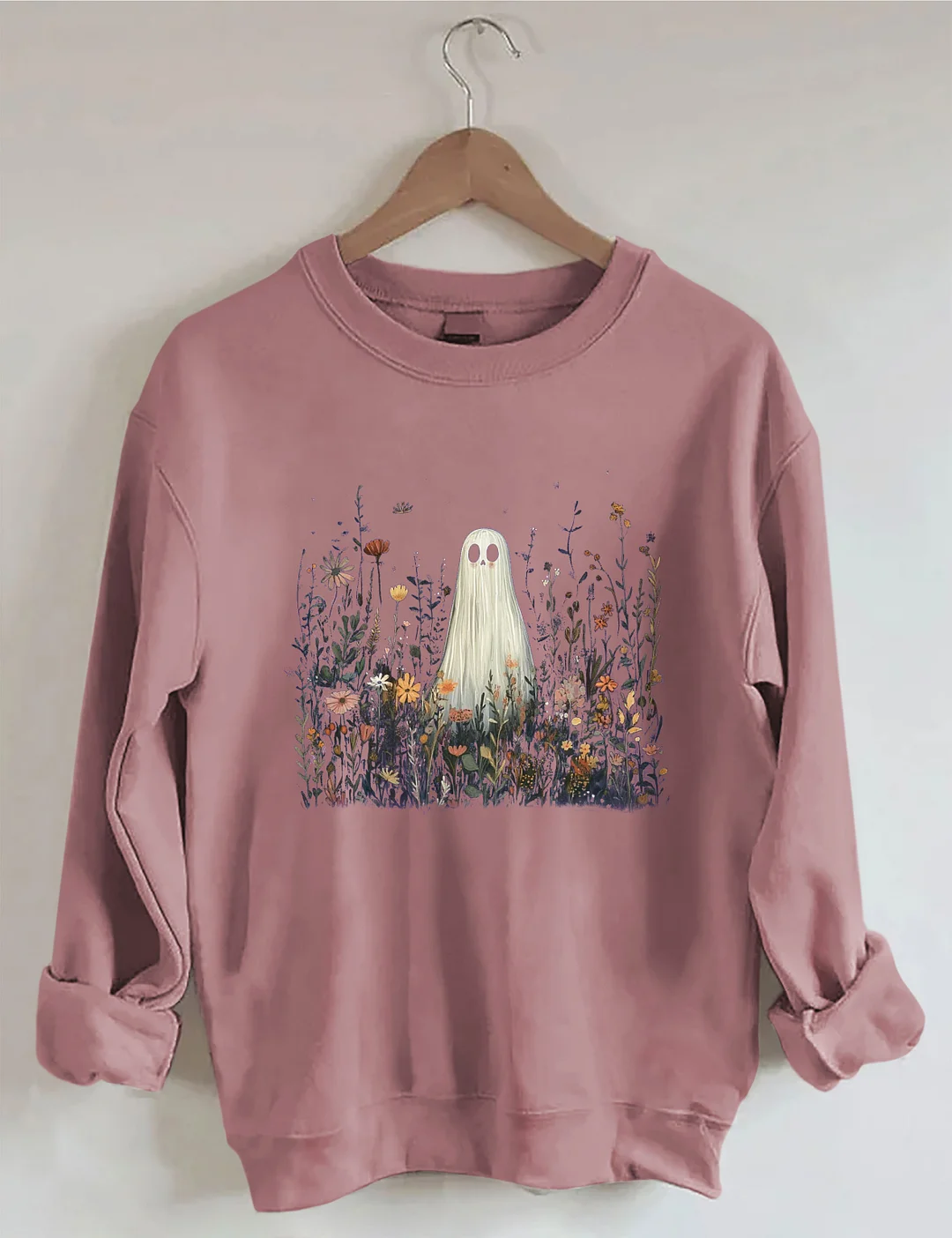 Cute Ghost In Wildflowers Sweatshirt