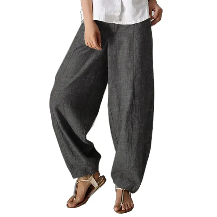 Brownm Pants British Style Solid Color High Waist Wide Leg Casual Trousers