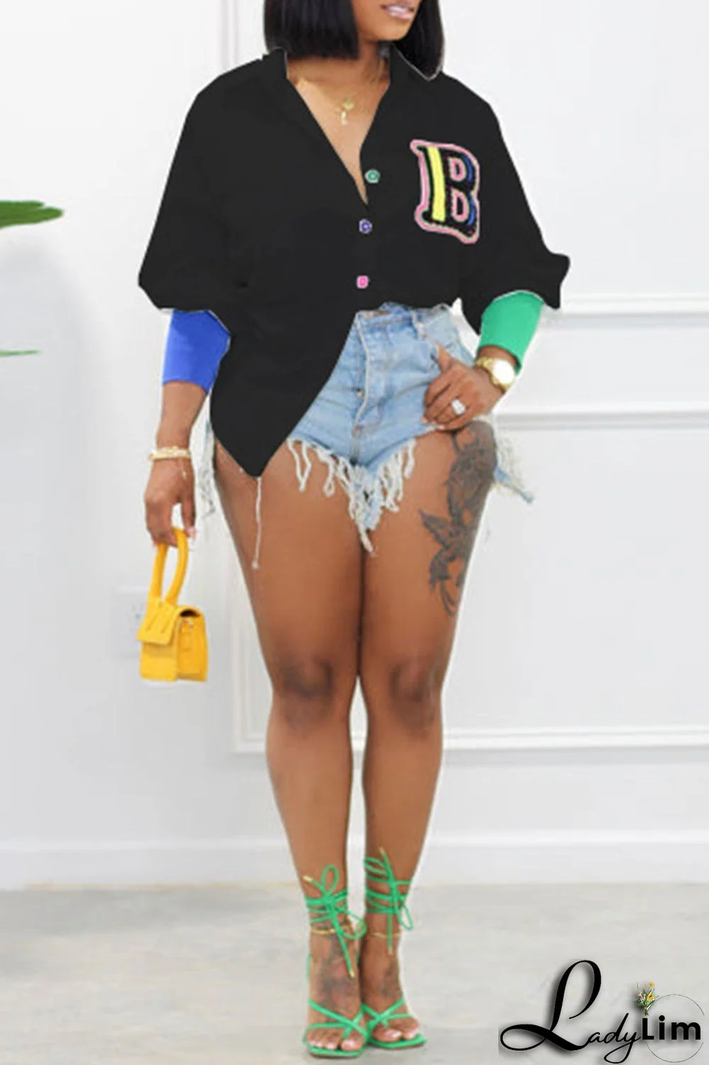 White Casual Solid Embroidered Patchwork Buckle Turndown Collar Tops