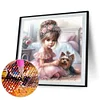 Vie d’animaux de compagnie fille-plein diamant rond peinture-30 * 30cm