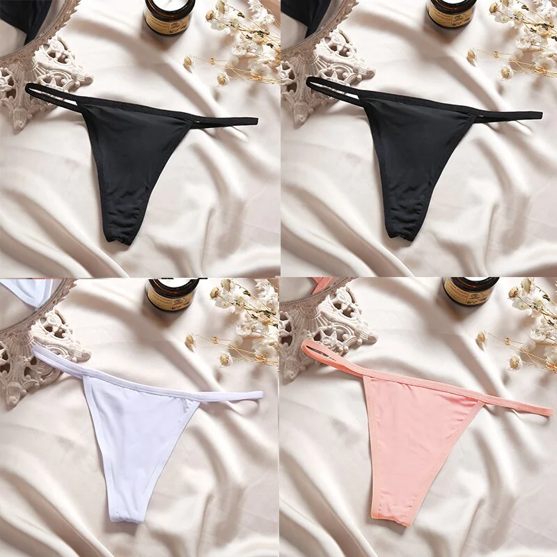 4PCS/Set Sexy Panties Women Thong Female G-string Underwear Panties Solid Color Intimate Lingerie Underpants Seamless Panties