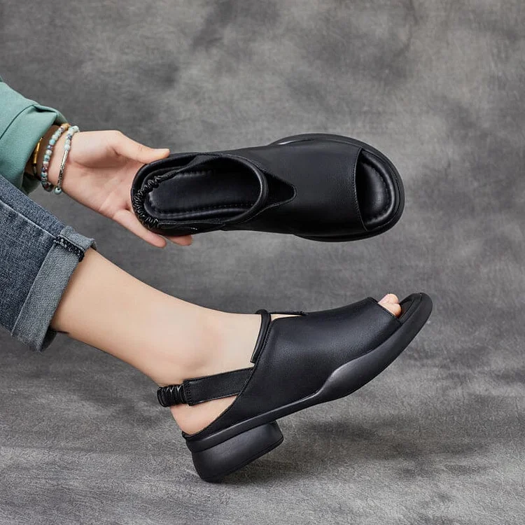 Summer Retro Casual Leather Lug Sole Sandals
