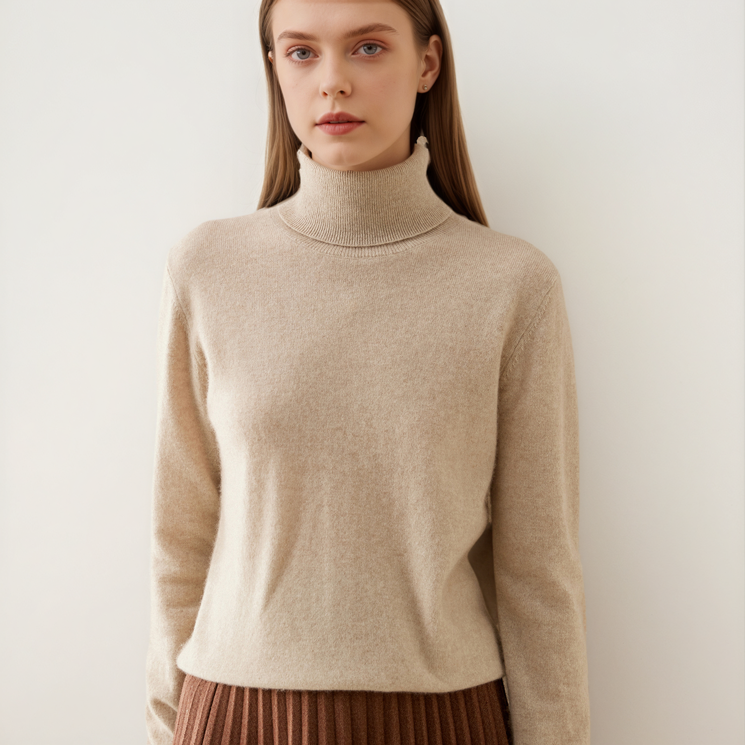 Women's Cashmere Turtleneck Sweater Warm & Chic Winter Design REAL SILK LIFE