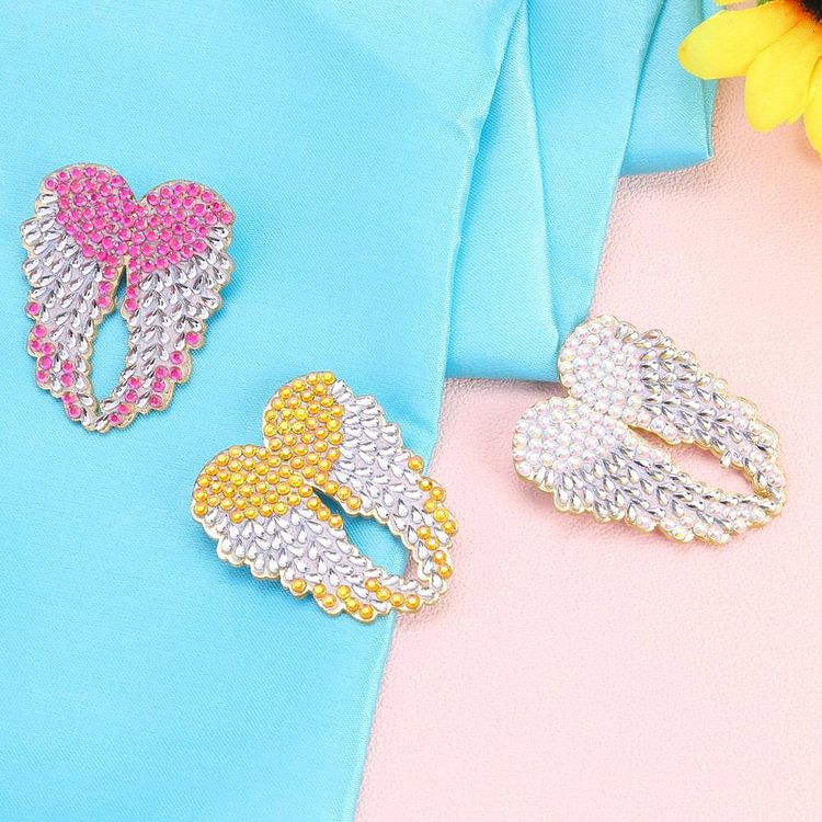 3pcs DIY Full Drill Diamond Brooch Wings Rhinestone Women Veste Lapel Pins