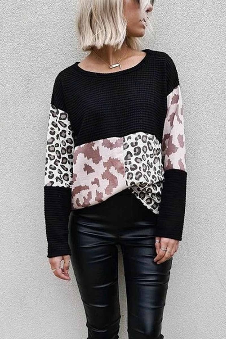Leopard Patchwork Printed Sweater