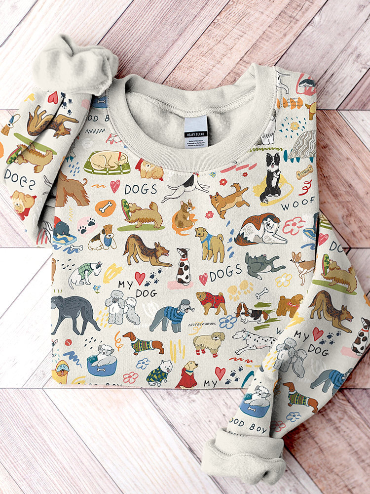 Funny Dogs Print Casual Sweatshirt wearshes