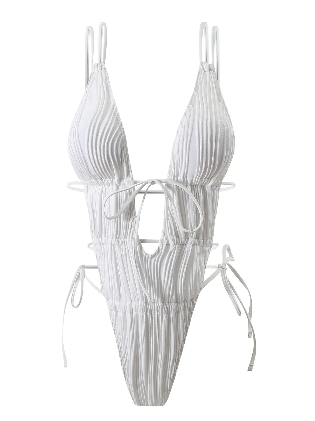 Uveng 2024 New Flowering Bone Conjoined Rope Bareback Small Sexy Swimsuit Bikini Bikini