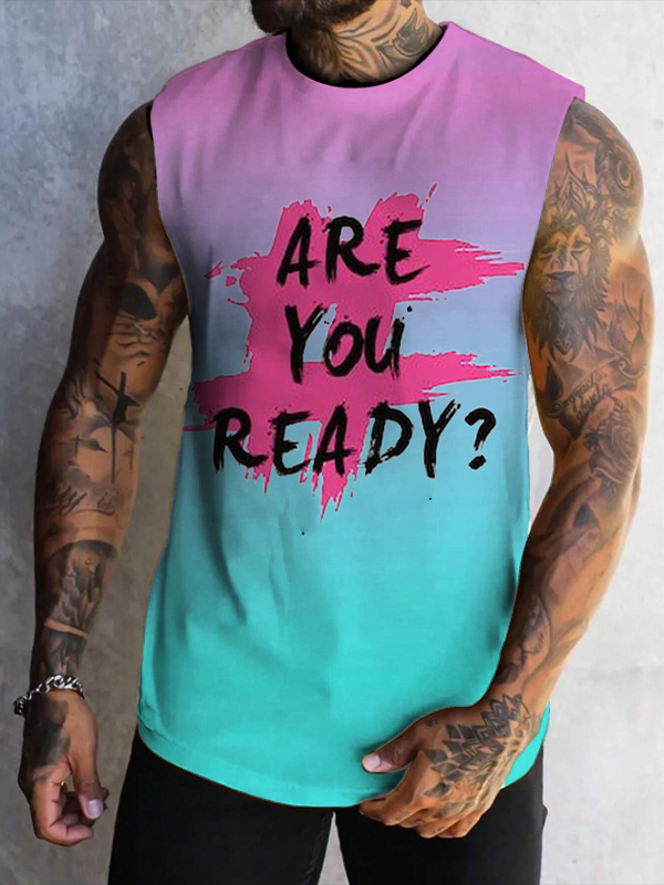 Men's Are You Ready Gradient Art Print Tank Top