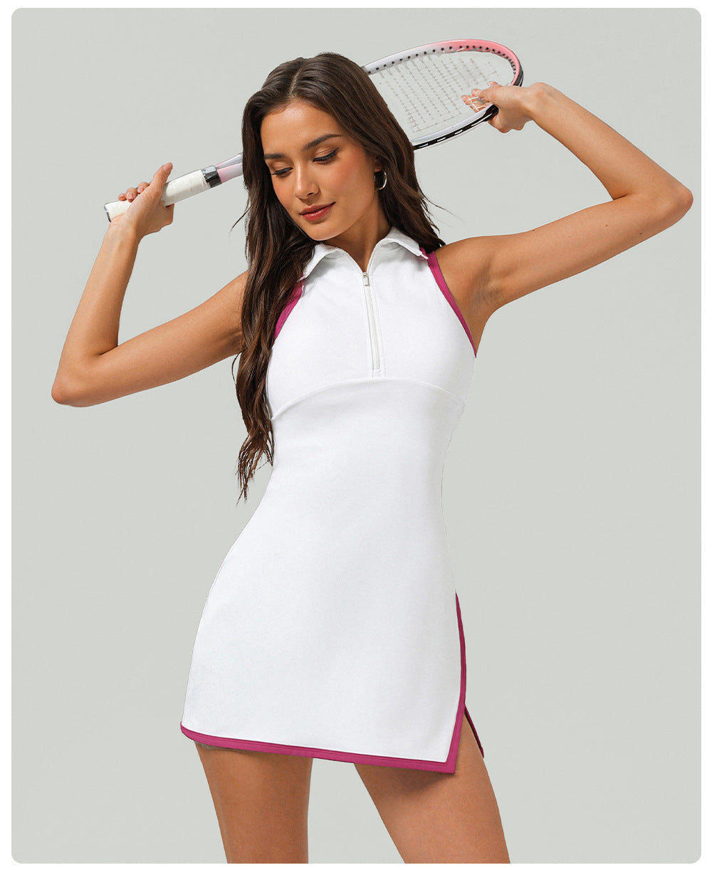 Sleeveless Zip-Front Collared Tennis Dress
