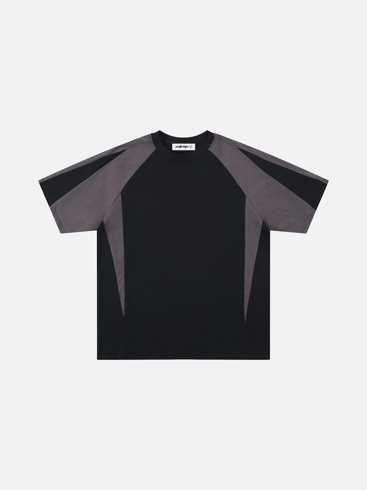 Dark Grey Act Chic Color Block Patchwork Oversized Tee Front