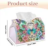 DIY Diamond Art Tissue Box Holder Butterfly PULeather Diamond Art Desktop Organizer Resin Rhinestone Storage Organizers Gem Art Home Office Decor Craft Gift for Women
