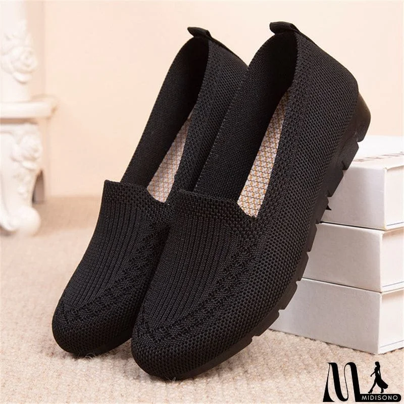 MidiSono - New Casual Mesh Breathable Flat Shoes Solid Color Loafers For Women