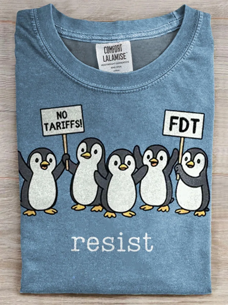Eagerlys Funny Penguin No Tariffs T-shirt Eagerlys