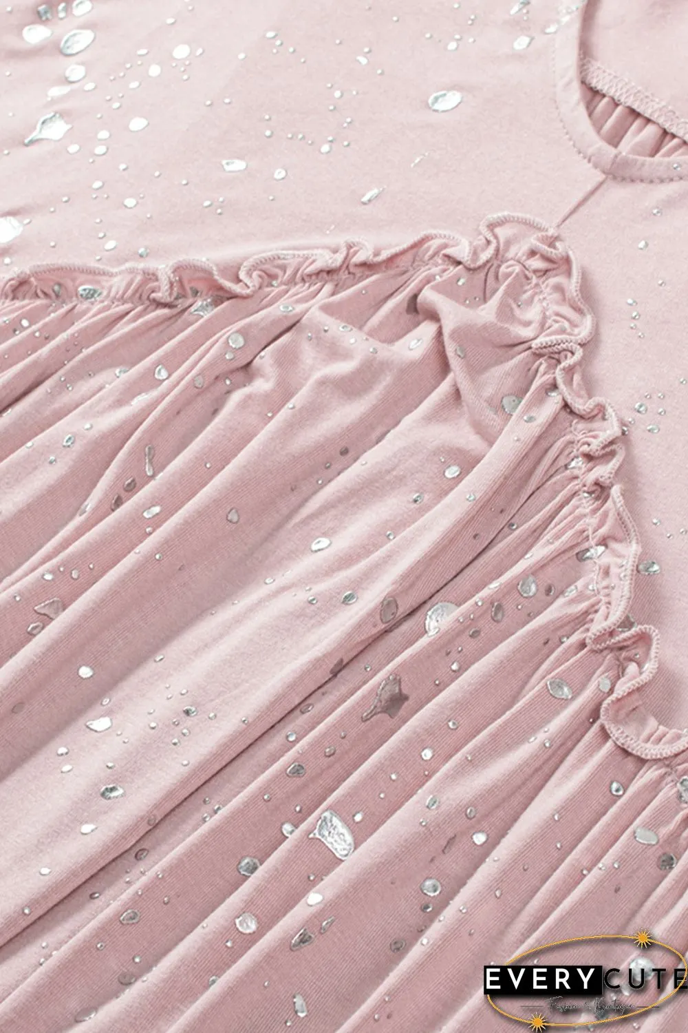 Pink Foil Splatter Drops Ruffled Flowy Tank