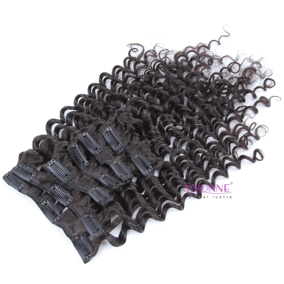 YVONNE Deep Wave 14Clips 7 Pieces/Set Virgin Hair Clip In Human Hair Extensions