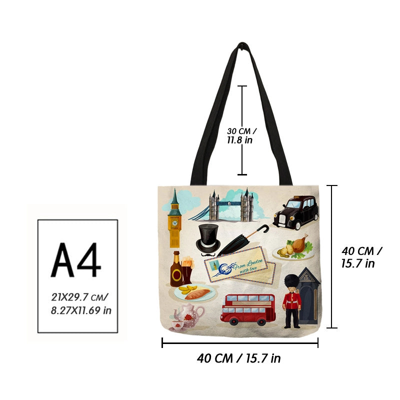 Women’s Medium Polyester Printing Basic Classic Style Square Open Shoulder Bag