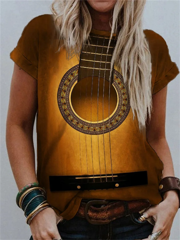 Music Lover Vintage Guitar Inspired Gradient T Shirt