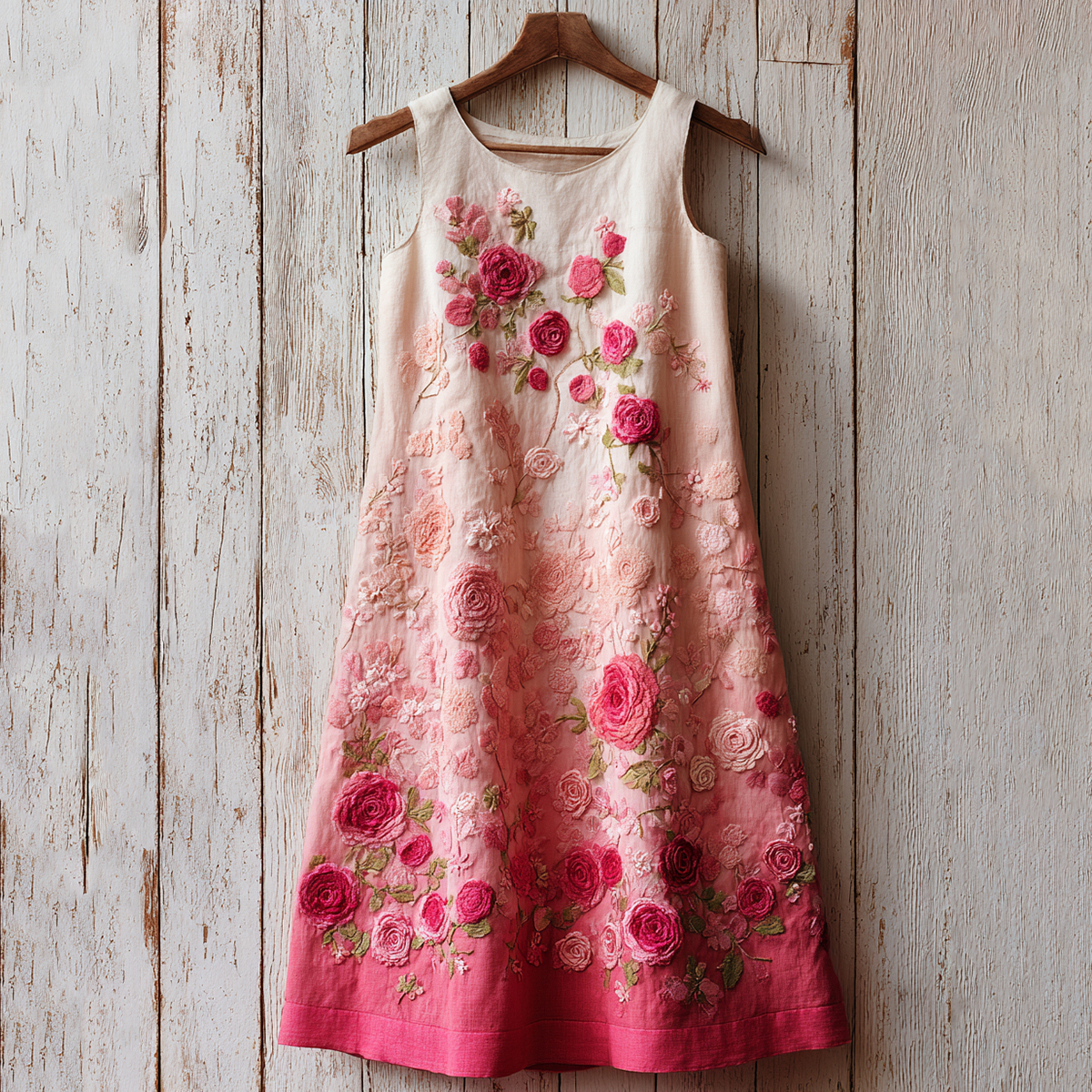 Comstylish Women's Pink Rose Gradient Art Elegant Mini Dress