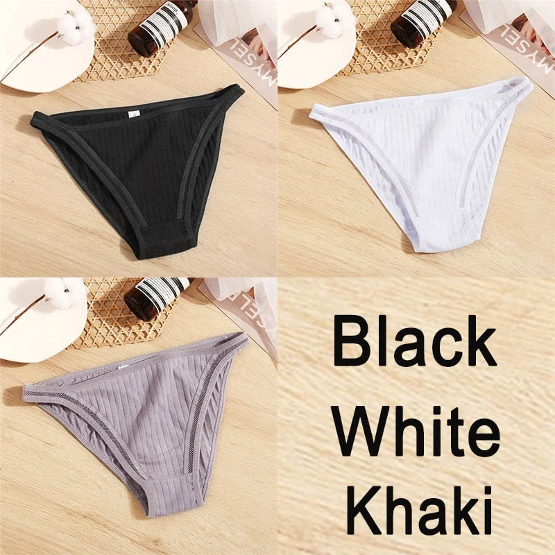 3PCS Sexy Lace Panties Women Underwear Cotton Briefs Female Underpants Solid Color Pantys Hollow Mesh Low Waist Panties Lingerie