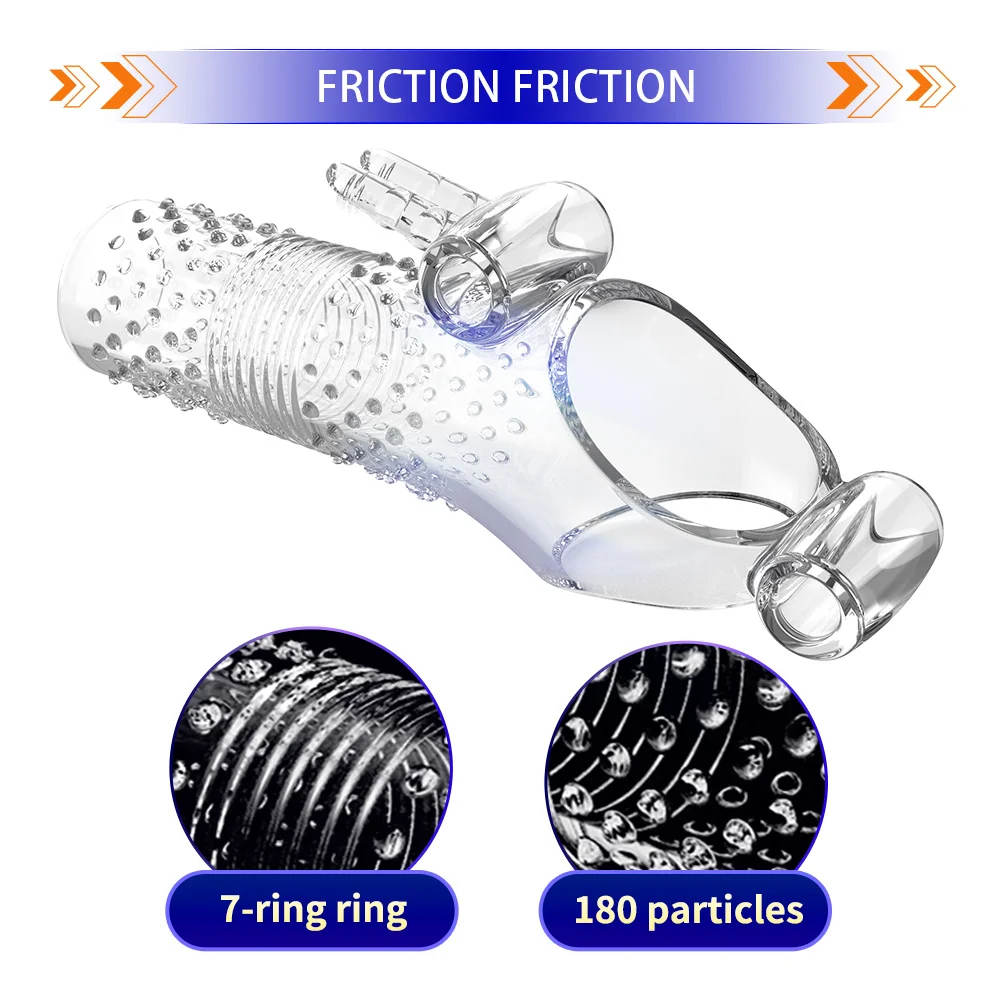 Transparent Vibrating Foreskin Cover Penis Cover Sex Toy For Men - Rose Toy