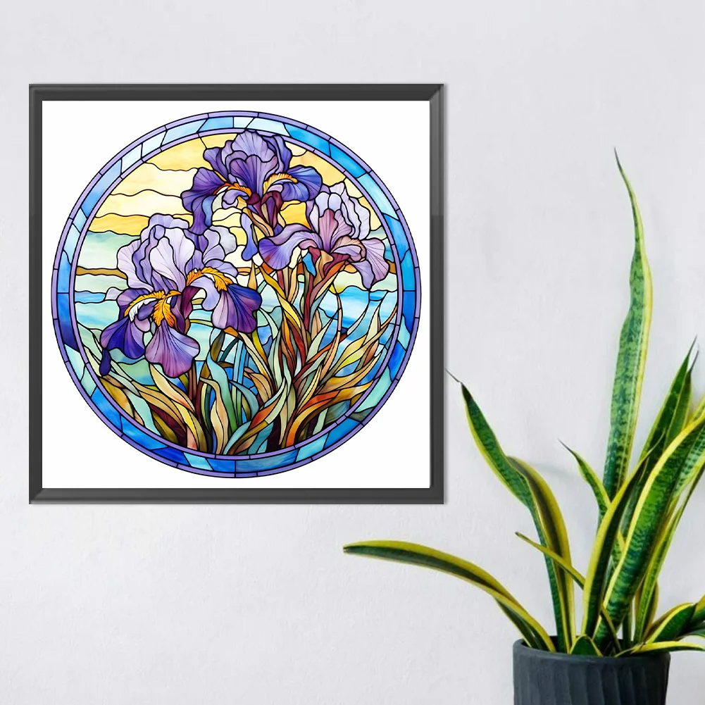 Diamond Painting - Full Round Drill - Stained Glass Flower(30*30cm)