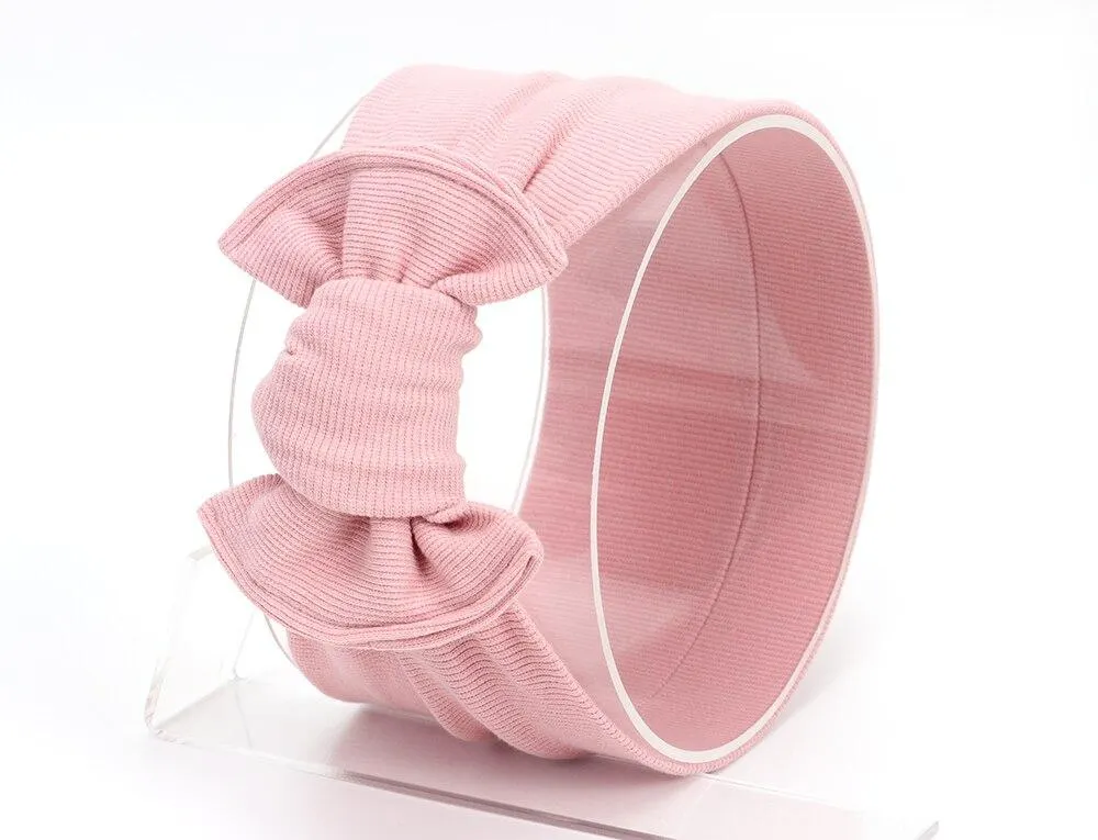 2020 Baby Stuff Accessories Kids Girl Baby Headband Toddler Lace Bow Flower Hair Band Ribbed Solid Headwear Photo Props