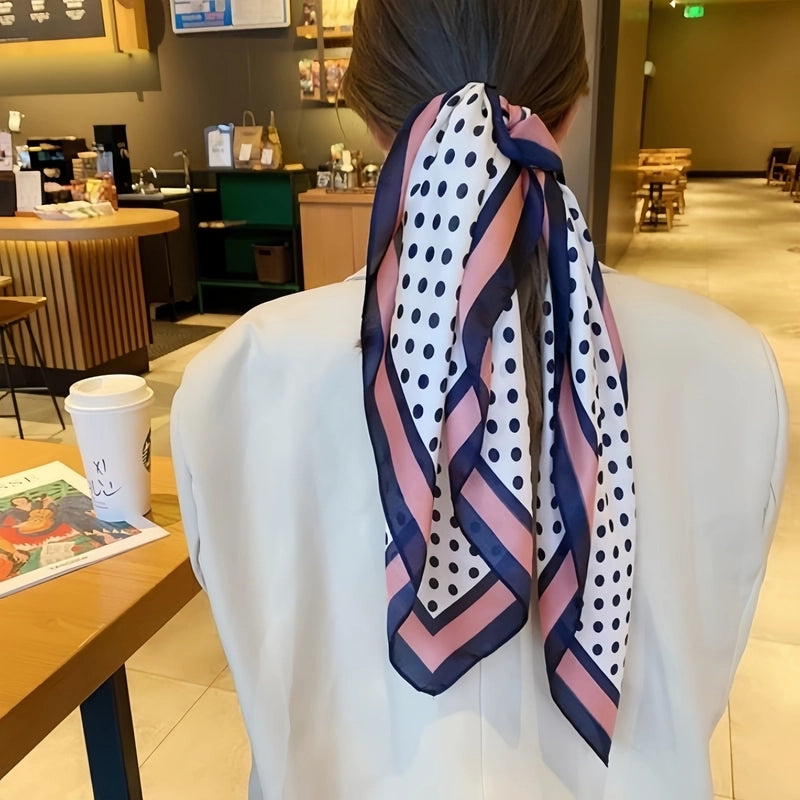 New Artificial Silk 70*70 Fashion Commuter Square Scarf Simple Baita Elegant Silk Scarf Hair Band Bow Headdress