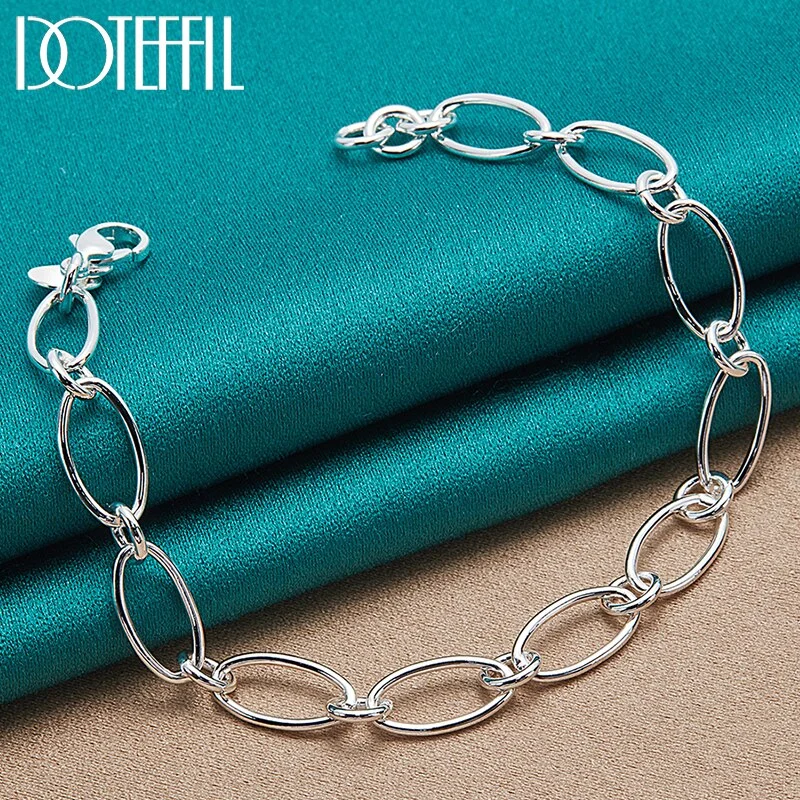 925 Sterling Silver Simple Chain Bracelet For Woman Man Jewelry