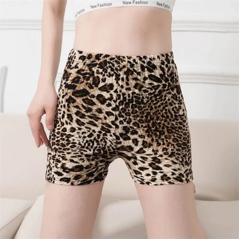 CUHAKCI Casual Short Summer Women Jogging Sexy Leopard Gym Fitness Elastic Waist Printed Push Up Sports