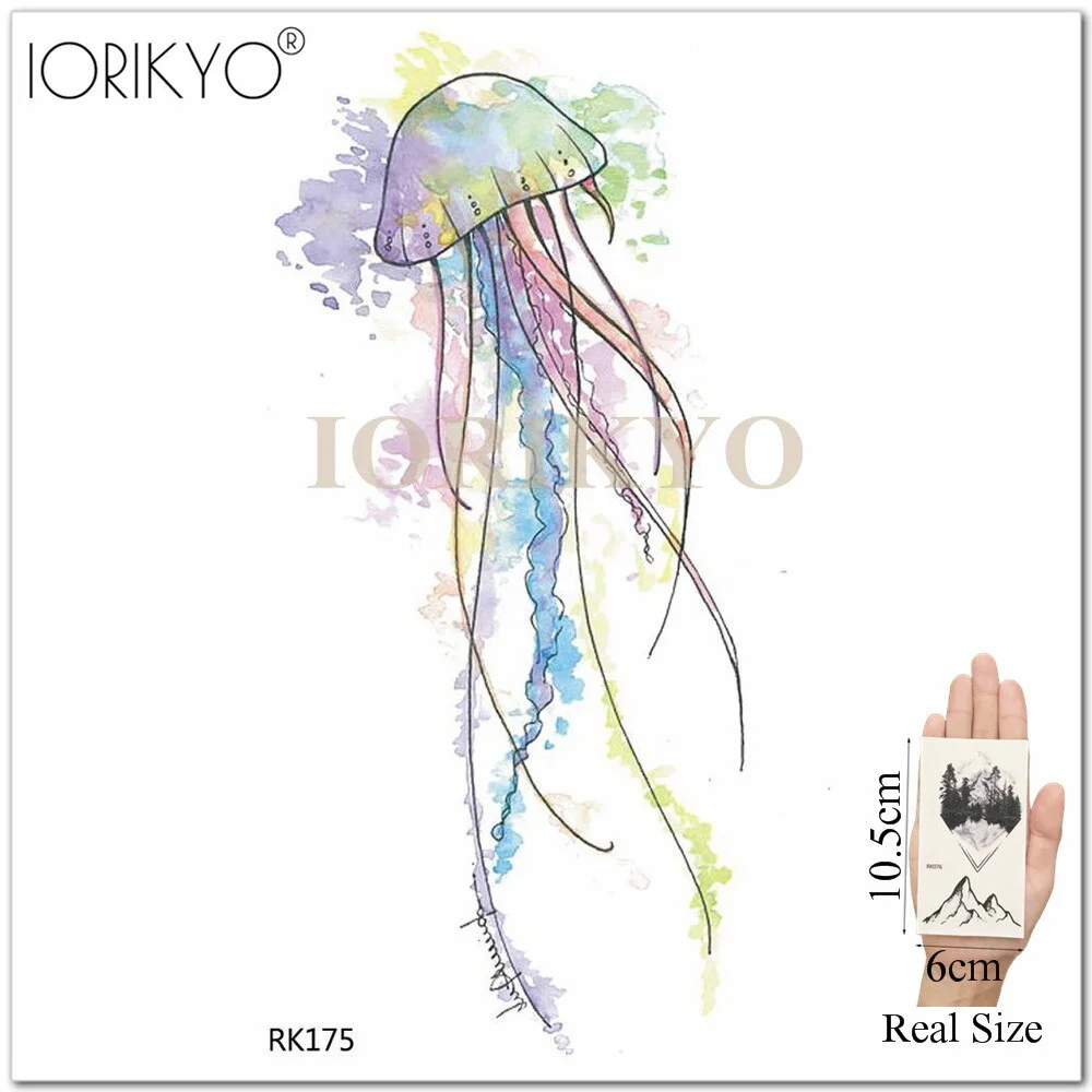 IORIKYO Flash Sexy Tempoary Women Tattoo Arm Fox Sticker Men Black Wolf Chest Forest Hill Bear Fake Tatoo Makeup Tattoo Body Art