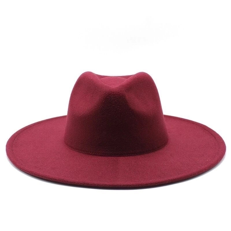 Unisex Elegant Solid Color Big Eaves Flat Eaves Fedora Hat