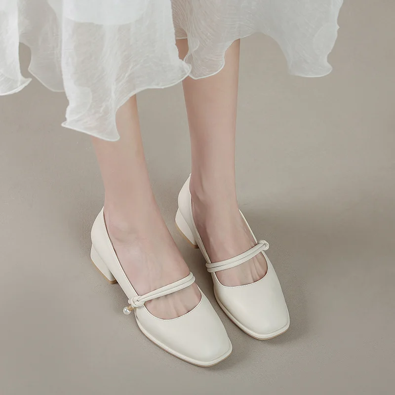Tanguoant Tanguoant Mouth Thick Heel Bag Foot Face Single Shoes Women 2023 New Square Head Soft Sole Comfortable Working Shoes Are Not Tired Foot Temperament