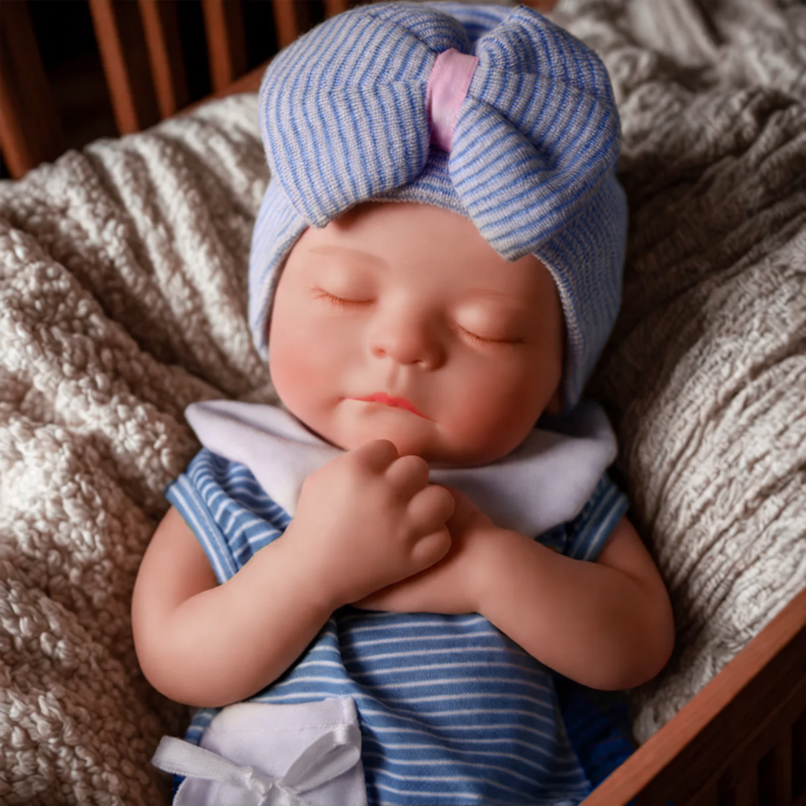 Babeside Noah 12'/16' Realistic Silicone Sleeping Baby Little Infant Best Gift for Kids Blue-16 Inches-Girl