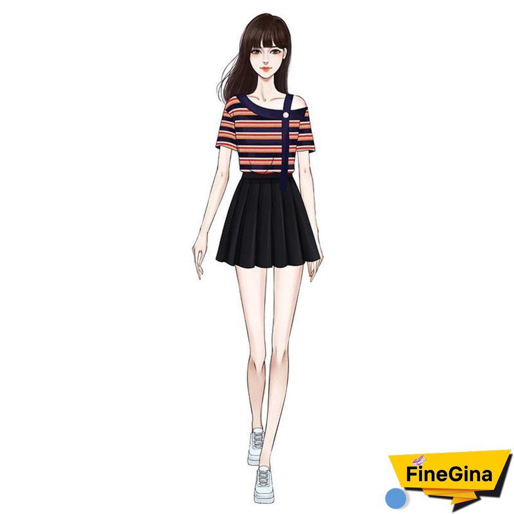 Cute Off Shoulder Tee+Pleated Skirt P11161