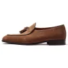 Handmade Men'S Suede Leather Tassel Dress Shoes Loafers