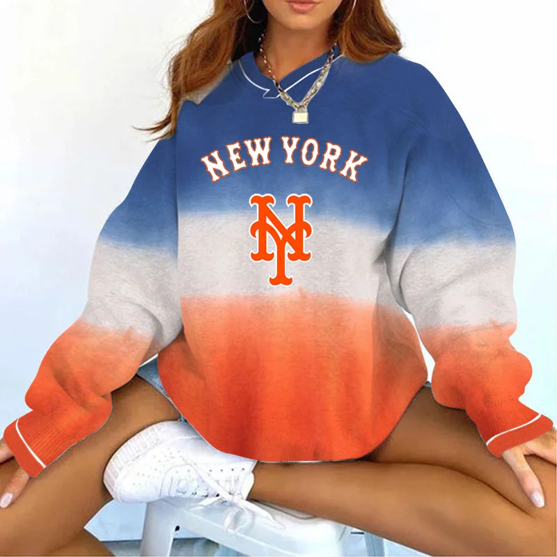 Women's Support New York Mets Baseball Gradient Sweatshirt