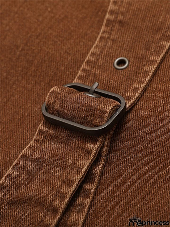 Men's Fashion Hip-Hop Loose Metal Buckle Multi-Pockets Jeans