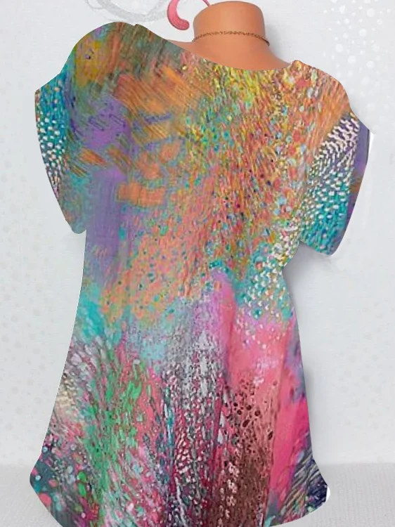 Women's V-Neck Short Sleeve Printed Tops